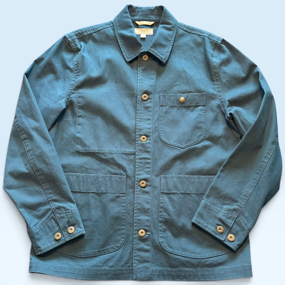Wallace & Barnes Jacket Mens Medium Blue Canvas Button Front Workwear Chore
